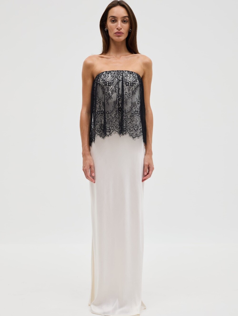 Third Form VISIONS LACE STRAPLESS MAXI DRESS | IVORY & BLACK